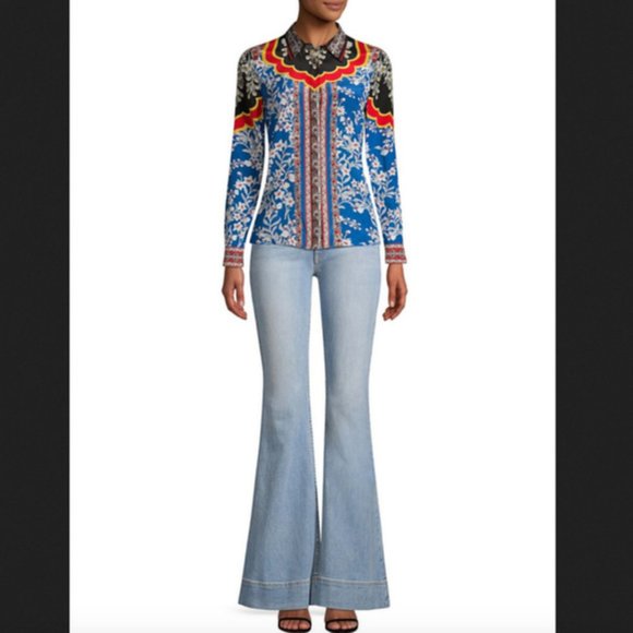 Alice + Olivia Willa Floral Print Silk Blouse NWT - Picture 6 of 8